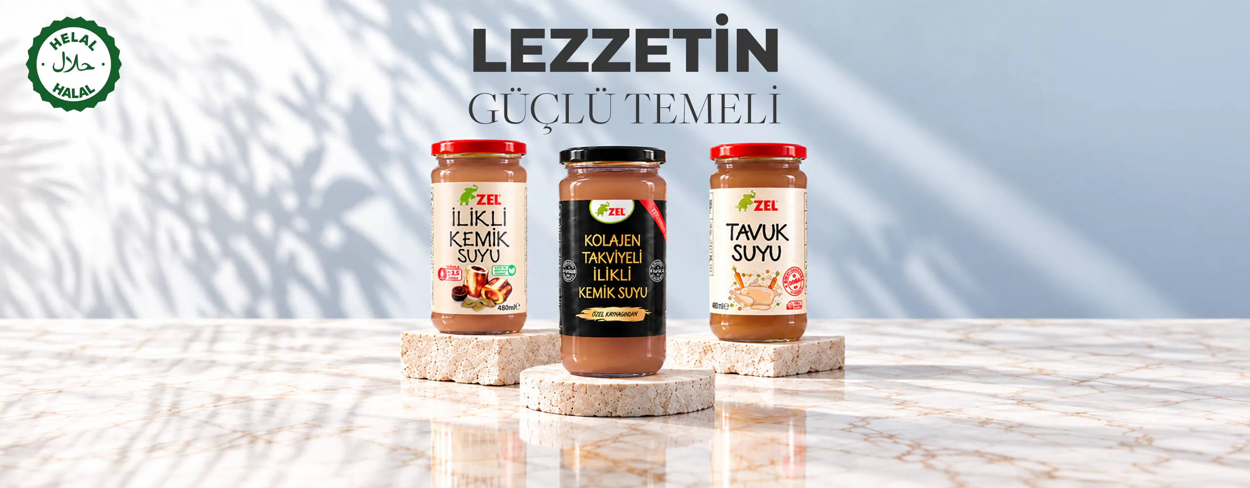 Lezzetin güçlü temeli: Zel ilikli kemik suyu, kolajen takviyeli ilikli kemik suyu ve tavuk suyu