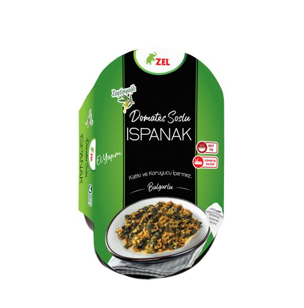 Spinach with Bulgur and Tomato Sauce in Olive Oil