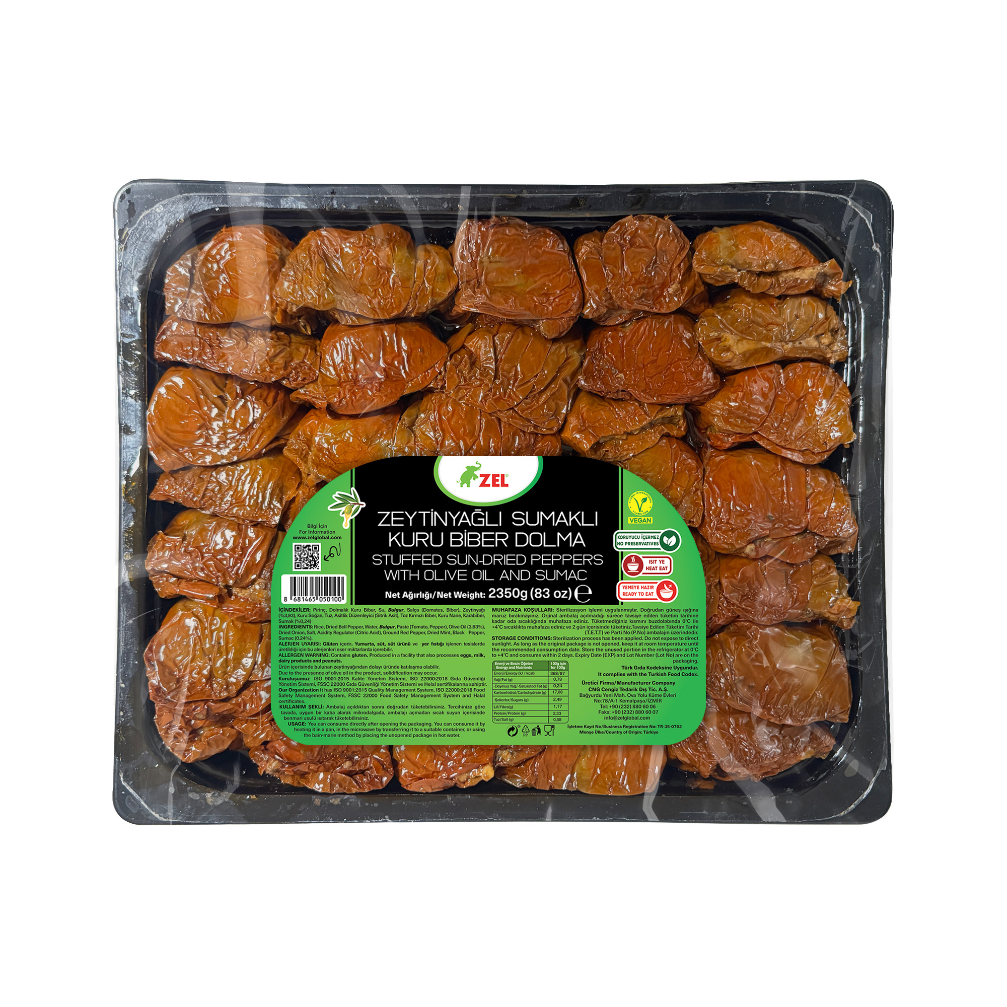Biber dolma 2350g-Siyah Orijinal Ambalaj kopyası Zeytinyağlı Sumaklı Kuru Biber Dolması 2350 gr - Görsel 1