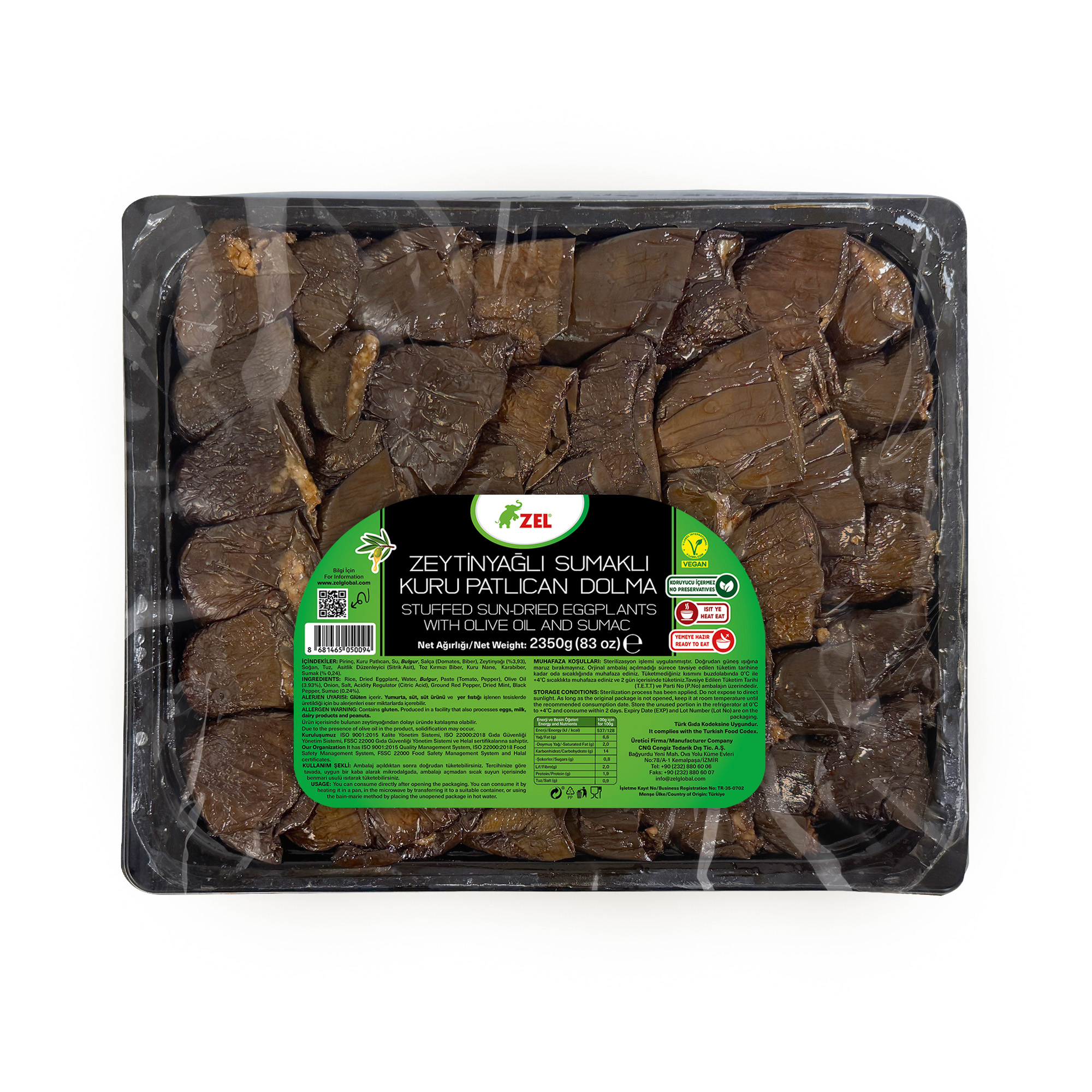 Patlıcan Dolma 2350g-Siyah Orijinal Ambalaj kopyası Zeytinyağlı Sumaklı Kuru Patlıcan Dolması 2350 gr - Görsel 1