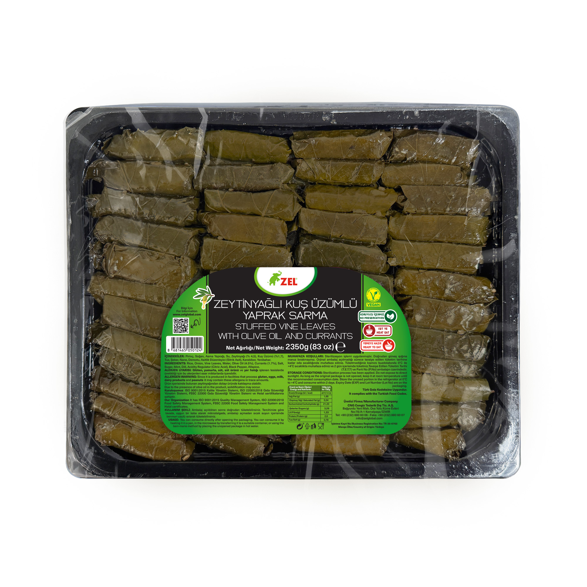 Yaprak Sarma 2350g-Siyah Orijinal Ambalaj kopyası Zeytinyağlı Kuş Üzümlü Yaprak Sarma 2350 gr - Görsel 1